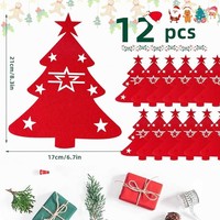 Porte-couverts en feutre pour sapin de Noël, pochette pour vaisselle, décoration de table de fête de Noël, tapis pour couteau et fourchette, sac à couverts, set de table
