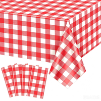 Nappe en plastique 54x108 pouces, vente en gros, nappe à carreaux rouge et blanc, nappe carrée pour pique-nique en plein air