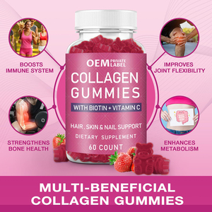 OEM Vegan Cao Cấp Collagen Gummies 5 Loại Biotin Vitamin C Kẽm Cho Móng Tay Da Tóc An Toàn Cho Phụ Nữ Mang Thai Thảo Dược Bổ Sung - Product Image 5