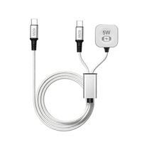 Cable de Carga USB C 2 en 1 de 60W y Cargador Inalámbrico Magnético de 5W para Reloj Inteligente y Teléfono Móvil