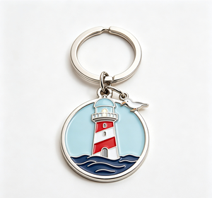 Porte-clés en métal Lighthouse, porte-clés émaillé, ton argenté, cadeau souvenir promotionnel - Product Image 4
