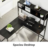 Bureaux d'ordinateur d'angle en bois en forme de L, table d'étude avec étagère, ordinateurs en gros, bureaux d'écriture bon marché pour la maison, meubles de bureau