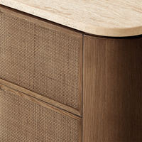 Commode en chêne massif sur mesure, buffet en travertin, 6 tiroirs, meuble de rangement de luxe pour studio ou loft