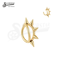 SUPERSTAR Anneau de piercing en titane ASTM F136 à segment articulé, double couche, avec pointe conique à pointe de clou soudée, pour septum, nez et oreille