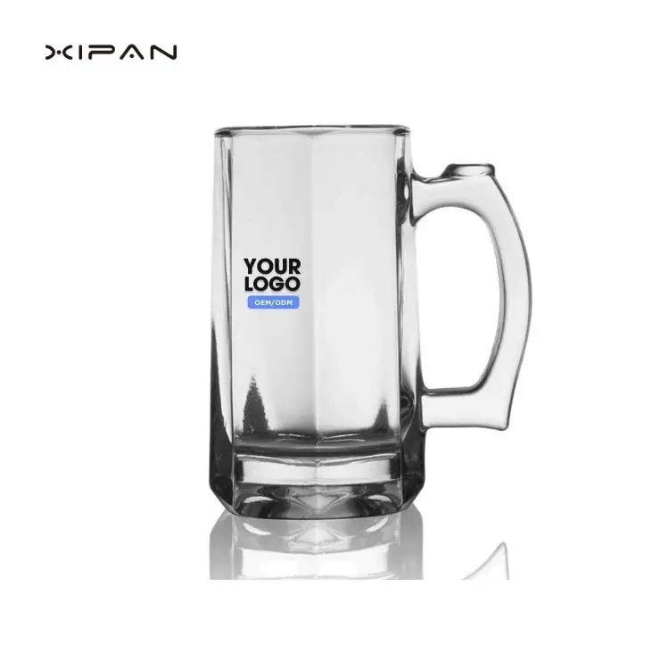 Классический толстый настенный стеклянный пивной бокал Прозрачный Логотип Пивной стеклянный стакан 500 мл пивные кружки