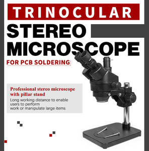 مجهر ثلاثي العينين ستيريو للتكبير المستمر 3.5X <span class=keywords><strong>7X</strong></span> <span class=keywords><strong>45X</strong></span> 90X ، لإعادة صياغة لحام cb IC بدقة - Product Image 2