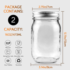 Bocaux à miel cylindriques en verre transparent de haute qualité, vides, avec couvercle à vis en aluminium pour le stockage de confitures et aliments - Product Image 2