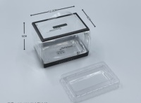 Rechteckige Faltbare Handliche PET-Bäckereibox Transparente Schachtel mit Dreieckiger Trennwand für Einzelportionen Kuchenstücke To-Go-Verpackung