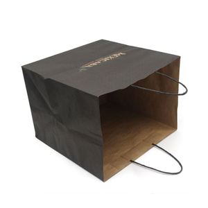 Bolsas de Papel Kraft Grandes para Comida para Llevar, Reciclables, con Asa, Impresión de Logotipo Personalizada, Precio al por Mayor - Product Image 3