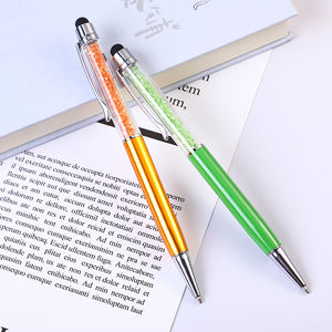 Promosyon ucuz özel Logo çok renkli kristal Metal tükenmez kalem mavi/siyah mürekkep için 140mm boyutu düğün hediye kalem - Product Image 1