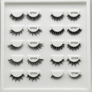 Faux cils en <span class=keywords><strong>velours</strong></span> 3D transparents faits à la main, 100 % naturels, à poils longs, longueurs mixtes, bande complète, vente en gros - Product Image 6