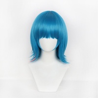Wig Cosplay Jinx pesta grosir 35cm rambut Anime Liga biru pendek LOL Arcane Wig Cosplay pesta Halloween sintetis
