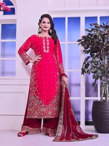 เสื้อปักลวดลายสวยงามแนวแฟนซีเสื้อพลัสโซ dupatta ดีไซน์ใหม่สำหรับมุสลิมซาลิมสงครามคามาเรซปากีสถาน - Product Image 5