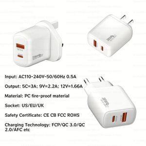 อะแดปเตอร์ชาร์จไฟแบบติดผนัง รุ่นใหม่ ปี 2025 สำหรับ EU US UK ชนิด Type C กำลังไฟ 38W USB QC3.0 พร้อมหัวชาร์จ PD 20W สำหรับ iPhone 15 16 Pro Max Plus - Product Image 5