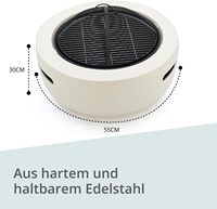 Brasero portable en acier inoxydable blanc de 55 cm pour feu de bois, avec parapluie de protection et couvercle de sécurité, 50000-74999 BTU