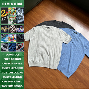Camiseta de Punto con Cuello Redondo, Estilo Jacquard de Lujo Ligero, Textura Vertical, Unisex, Producción en Pequeños Lotes, Personalizable - Product Image 1