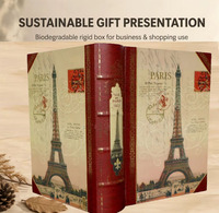 Boîtes de rangement de luxe en forme de livre, boîtes mixtes en papier grain de bois pour colonne vertébrale, boîtes de papier rondes, promotion en chine
