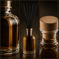 Bouteille en verre vide transparente ronde pour diffuseur de parfum 50ml 250ml 500ml 1000ml avec bâtonnets en rotin, logo personnalisé, vente en gros