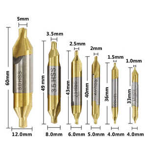 6 uds Hss Center Drill Set 1,0-5,0 Mm titanio plateado ambos cabezales surtido KHL0788 - Product Image 5