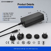 Fuente de Alimentación Conmutable Desmontable de 65 W, 5 V, 9 V, 12 V, 15 V, 19 V, 24 V, 36 V, 48 V, 1 A, 2 A, 3 A, 4 A, 5 A, 6 A, Adaptador de Corriente Intercambiable de CA a CC