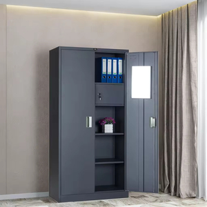 Meuble de bureau en acier noir Armoire en métal noir et classeur équipé d'un coffre-fort - Product Image 2