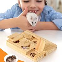Mangeoire en bois pour hamster, boîte d'alimentation à domicile, distributeur de friandises, jouet interactif créatif pour hamster doré, pour un divertissement et une recherche de nourriture amusants