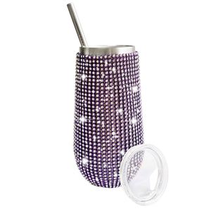 DD2748 Bling Stainless Steel Rhinestone Diamond Glitter Insulated 170ml <b>Travel</b> <b>Mug</b> with Straw for Presents - Product Image 4