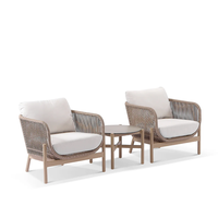 Ensemble de salon de jardin en aluminium 4 pièces avec fauteuils en corde, meubles d'extérieur pour terrasse, balcon, cour, canapés, groupe de sièges extérieur
