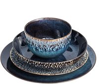 16 Pièces Vaisselle en Porcelaine Bols et Assiettes Home Restaurant Sets de vaisselle en porcelaine émaillée activée personnalisés de luxe