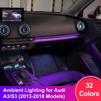 Kit Lampu Ambient Ritmis Untuk Audi A3 S3 2013 2018 32 Warna Kontrol Zona Ganda Sinkronisasi Musik Lampu Dekoratif Interior