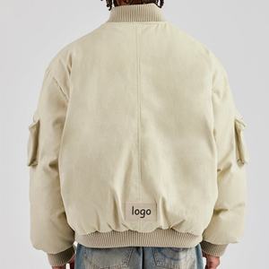 Chaquetas Bomber Personalizadas OEM ODM con Logotipo, Ropa Urbana de Algodón de Color Sólido, Chaqueta Casual Versátil con Bolsillos, Chaqueta de Invierno para Hombre con Cierre - Product Image 2