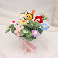 Bouquet au crochet de marguerites artificielles et abeille, avec emballage cadeau pour la Saint-Valentin et les anniversaires, pour fille, épouse, maman