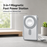 Batterie externe 2-en-1 18W 10000mAh haute capacité à charge rapide, entrée Type-C, support de chargeur sans fil magnétique 15W pour téléphones et montres