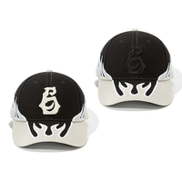 Casquette Snapback en Nylon à 6 Panneaux avec Broderie de Lettres 3D Personnalisée, Visière Courbée, Design Flamme Bicolore, Unisexe, Style Casual Streetwear