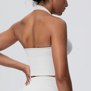 Soutien-gorge de sport pour femme respirant, léger, de haute qualité, ODM OEM, col montant, dos nu, fitness, yoga, motif uni - Product Image 2