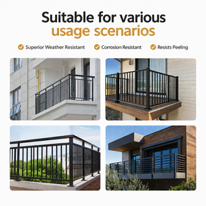 <span class=keywords><strong>Rampe</strong></span> de balcon moderne en aluminium sur mesure OEM/ODM - Clôture décorative extérieure pour terrasse/patio |   Finition par poudrage - Product Image 4
