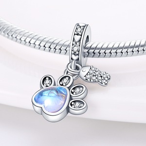 <b>Cute</b> cartoon paw print pendant, made of white brass, from a pet lover's jewelry collection - Product Image 2