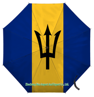 Paraguas plegable con bandera de Barbados, apertura y cierre automático, compacto, portátil, grande, para protección contra la lluvia, resistente al viento