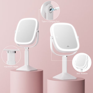 <span class=keywords><strong>Miroir</strong></span> de maquillage de table avec 3 modes de couleur, luminosité réglable, hauteur réglable, télescopique, <span class=keywords><strong>miroir</strong></span> cosmétique rechargeable - Product Image 3