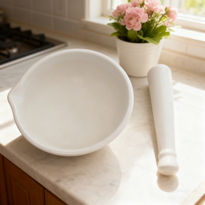 ชุดครกเซรามิกสีขาวแบบพรีเมี่ยมสำหรับห้องครัวต้องมีสำหรับบดเครื่องเทศสมุนไพรยาเครื่องมือบดในครัวที่ทนทาน - Product Image 5