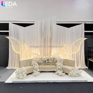 ชุดผ้าม่านตกแต่งงานแต่งงาน LEDA ดีไซน์ทันสมัย สวยหรู สีขาว ผ้าไหม ชุด 5 ชิ้น ฉากหลังงานแต่งงาน - Product Image 3