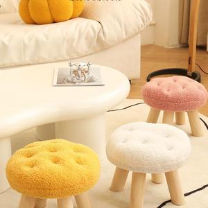 Cloud Shaped <b>Stool</b> Irregular Shape Wooden Legs Soft Plush Seat For Child Bedroom Living Room Chair Shoe Changing <b>Stool</b> - Product Image 3