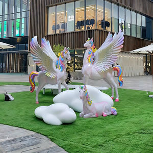 Escultura de Caballo <span class=keywords><strong>Pegaso</strong></span> de Fibra de Vidrio con Diseño de Dibujos Animados 2026, Estatua de Unicornio, Artículo Decorativo Grande para el Festival de Primavera - Product Image 4