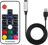 Contrôleur de bande LED USB ESann, contrôleur RGB IR RF à distance, bande LED USB 5V-24V, contrôleur sans fil à distance 17 touches