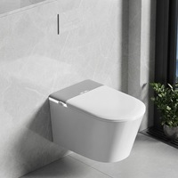 Bidet intelligent en céramique à fixation murale avec télécommande, siège chauffant et lumière nocturne pour salle de bain moderne