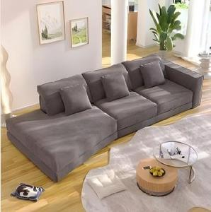 Modern L-Shape Fabric Sectional <b>Sofa</b> With <b>Cushion</b> Back And Square Arms Living Room Modular Furniture <b>Set</b> - Product Image 5