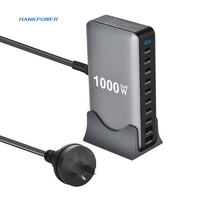 Chargeur GaN de bureau 1000W Adaptateur de charge USB Type C 10 ports OTP PD 140W Charge rapide pour ordinateur portable