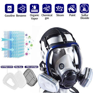 CF01 masker <span class=keywords><strong>Gas</strong></span> wajah penuh, penglihatan besar dengan Filter karbon aktif untuk penyemprotan lukisan poles perlindungan kimia - Product Image 4