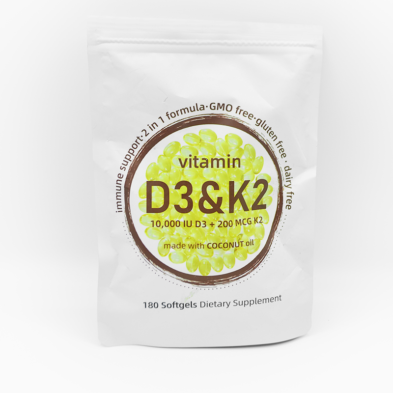 OEM витамин D3 и K2 кокосовое масло софтгель 2 в 1 витамины D & K комплекс поддерживает поглощение кальция иммунное здоровье сердца