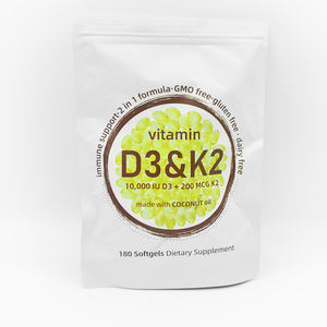 OEM Vitamin D3 ve K2 hindistan cevizi yağı Softgel 2 in 1 Vitamin D & K kompleksi kalsiyum emilimi kemik bağışıklık kalp sağlığını destekler - Product Image 1